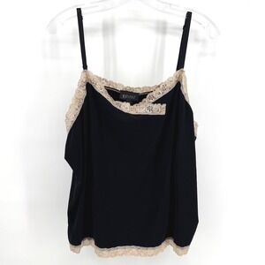 Lane‎ Bryant Camisole Women 26/28 Black Lace Trim Romantic Layering Cami Top